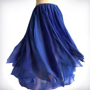 Ameynra belly dance skirt with petals. Blue chiffon. Size S. New. Elastic waist